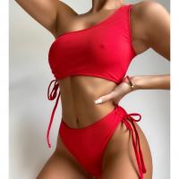 Polyester Tankinis Set, Solide, Rot,  Festgelegt