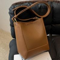 PU Leather Bucket Bag Shoulder Bag soft surface Lichee Grain PC