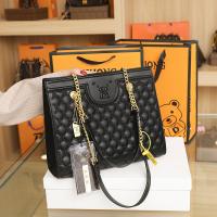 PU Leather Shoulder Bag with chain & soft surface black PC