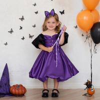 Viscose & Polyester & Cotton Children Witch Costume Halloween Design purple PC