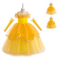 Viscose & Polyester & Cotton Ball Gown Children Princess Costume oversleeve & dress yellow PC