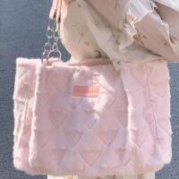 Plush Easy Matching Shoulder Bag large capacity heart pattern PC