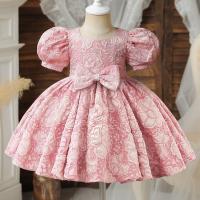 Polyester Robe d’une seule pièce de fille jacquard modèle bowknot plus de couleurs pour le choix pièce