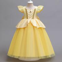 Poliéster Vestido de una sola pieza de la muchacha, labor de retazos, amarillo,  trozo