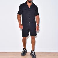 Polyester Men Casual Set & two piece & loose Pants & top Set