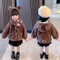 Artificial Fur & Chemical Fiber Girl Coat & thermal Solid brown PC