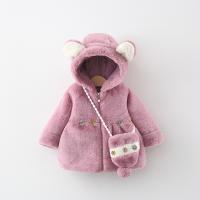 Artificial Fur Girl Coat & thermal Bag Solid PC