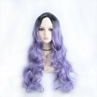 High Temperature Fiber mid-long hair & Wavy Wig Can NOT perm or dye & for women purple PC