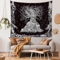 Polyester Tapestry Wall Hanging printed skull pattern black PC