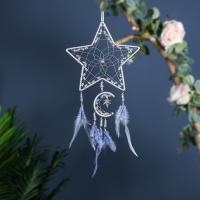 Pluma & Hierro Dream Catcher Colgante Adornos, patrón de estrellas, blanco,  trozo