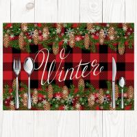 Linen Antifouling Placemat durable & christmas design printed PC