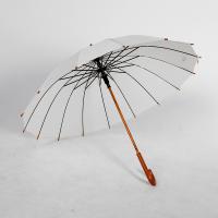 Wood & Pongee 16 rid-frame & automatic & windproof & Waterproof Sun-Rain Umbrella Fiber Solid PC