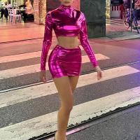 Polyester Tweedelige jurk set Solide Fuchsia Instellen