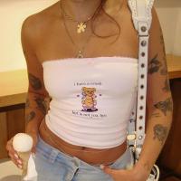 Milk Fiber Tube Top midriff-baring printed Cartoon white PC