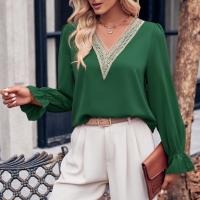 Polyester Women Long Sleeve Blouses & loose Solid PC