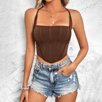 Polyester Camisole Solide Brown stuk