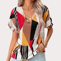 Polyester Women Short Sleeve T-Shirts & loose printed geometric PC