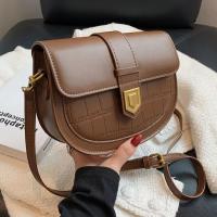 PU Leather Saddle Crossbody Bag soft surface Stone Grain PC