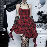 Polyester Robe slip Imprimé Plaid Rouge pièce