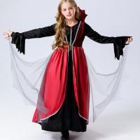 Polyester Children Witch Costume Halloween Design red and black PC