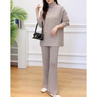 Polyester Ensemble occasionnel de femmes Pantalon long & Retour au début Solide plus de couleurs pour le choix : Ensemble