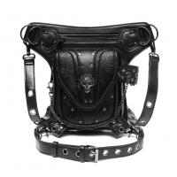 PU Leather Motorcycle Bag & Multifunction Shoulder Bag with chain black PC