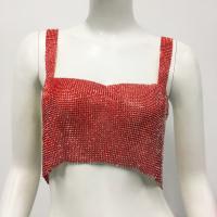 Metal Sleeveless Nightclub Top midriff-baring & backless & with rhinestone Solid PC