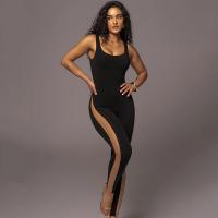 Polyester Femmes Sexy Jumpsuit Extensible Solide Noir pièce