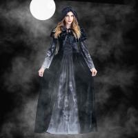 Polyester Women Vampire Costume Halloween Design cloak & skirt black Set