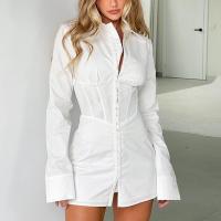 Polyester & Coton Robe d’une seule pièce Patchwork Solide Blanc pièce