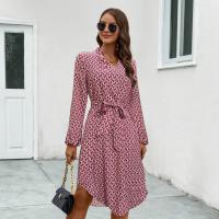 Polyester Waist-controlled & Soft One-piece Dress printed PC