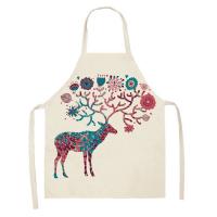 Linen Antifouling Aprons christmas design printed PC