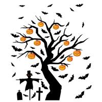 PVC Creative Decorative Sticker Halloween Design tree pattern PC