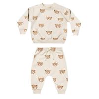 Polyester & Baumwolle Baby-Kleidung-Set, Hosen & Nach oben, Gedruckt, Beige,  Stück