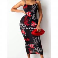 Polyester Slim Slip Dress backless printed PC