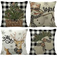 Linen Throw Pillow Covers christmas design printed PC