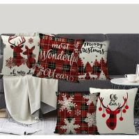 Linen Throw Pillow Covers christmas design printed PC