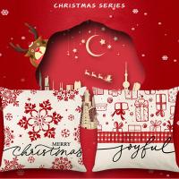 Linen Throw Pillow Covers christmas design printed PC