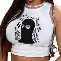 Polyester T-shirt sans manches femmes Imprimé Blanc pièce