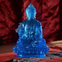 Glas Buddha-Statue, blau und Champagner,  Stück