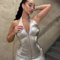 Polyester Robe Halter Argent pièce