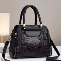 Acrylic hard-surface Handbag large capacity & attached with hanging strap crocodile grain PC