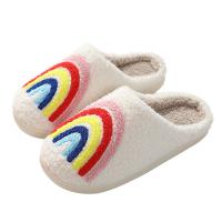 Pvc & Suede Pantoufles en coton motif arc-en-ciel Blanc Paire