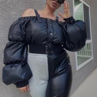 Polyester Frauen Parkas, Solide, Schwarz,  Stück