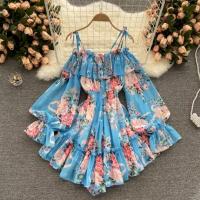 Chiffon Einteiliges Kleid, Gedruckt, Floral, mehr Farben zur Auswahl, :,  Stück