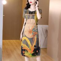 Regenerated Cellulose Fiber Plus Size One-piece Dress slimming printed PC