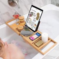 Bamboo Multifunction Bathtub Rack stretchable PC