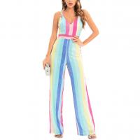 Cellulose Acetate Fibre Slim Long Jumpsuit backless patchwork PC