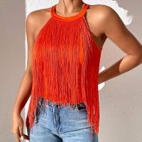 Polyester Tassels Women Sleeveless T-shirt Solid PC