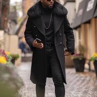 Woollen Cloth & Polyester Men Coat mid-long style Solid PC